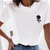 Simple Rose Flower Printing Tops T-Shirts for Womens Fashion Casual Soft Short Sleeve Tees Comfortable Clothes Graphic T Shirts