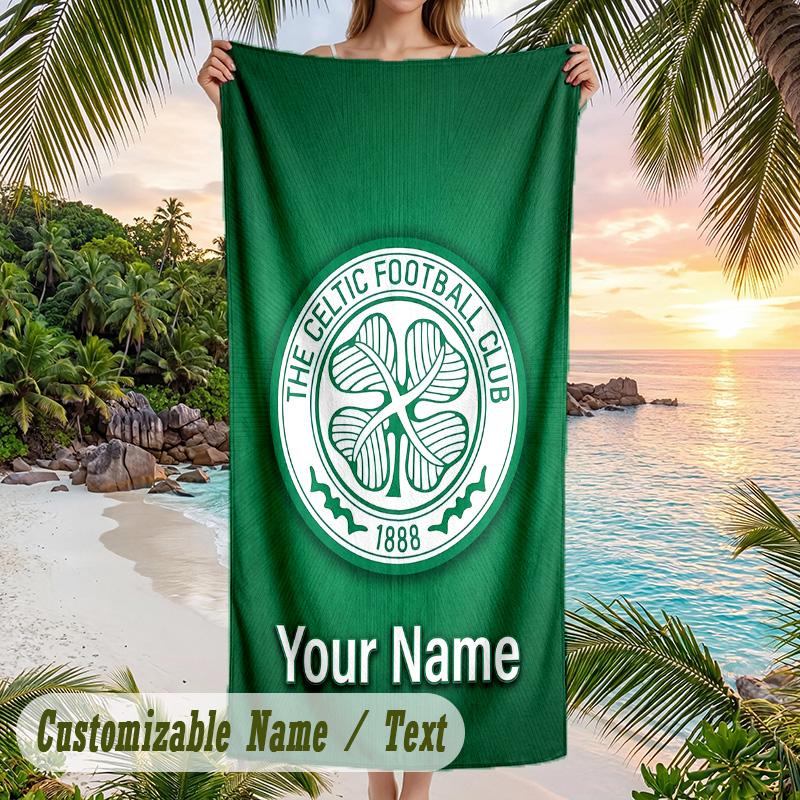 Beach Towel Celtic FC Print Custom Name Text Soft Towel for Swimming Pool