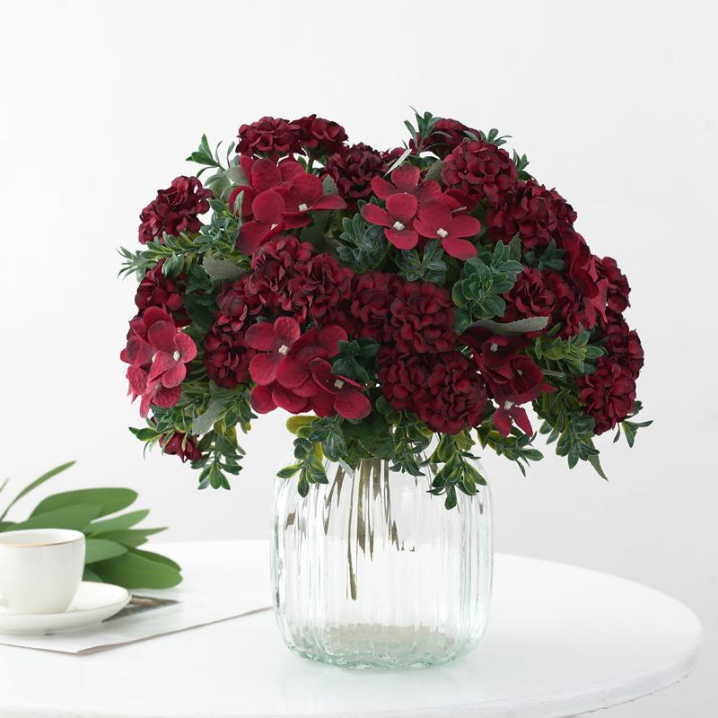 5-pronged Vintage Hydrangea, Silk Flower, Artificial Flower, Green Plant, Wedding Photography, Home Decoration Arrangement