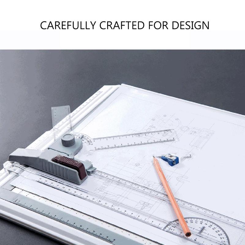 Zeichenbrett Multifunktionale Metrische Zeichenplatte mit Klarlineal Parallelbewegung und Winkelverstellbarem Messsystem
