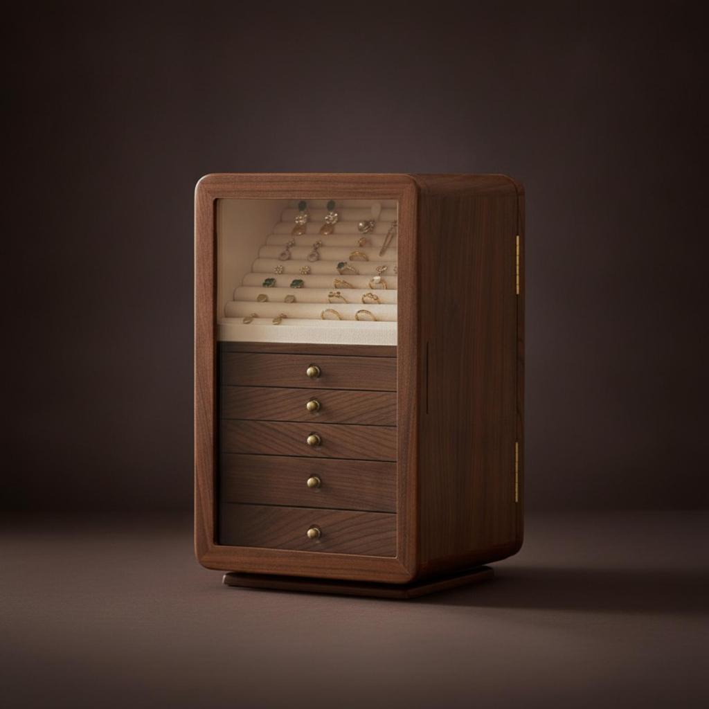 Jewelry Box with Glass Door Double-Sided Furniture Decorative for Vanity