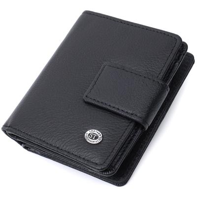 Women's Wallet with Coin Holder and Pass Block Made of Genuine Leather ST Leather 22713 Black