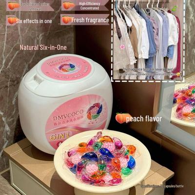 DMVCOCO Peach 6D Laundry Pods: Stain Removal, Long-Lasting Fragrance, Softening, Family Pack
