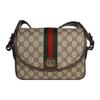 Geantă Crossbody Ophidia din Pânză cu Accente din Piele, Geantă de Umăr Femei Bej & Abanos 722117-FAAX3-9789
