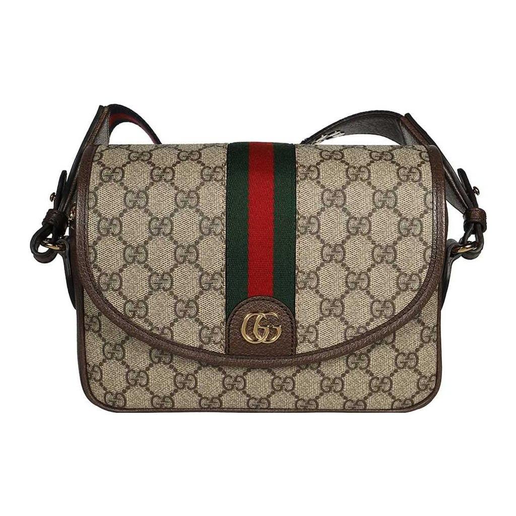 Gucci Geantă Crossbody Ophidia din Pânză cu Accente din Piele, Geantă de Umăr Femei Bej & Abanos 722117-FAAX3-9789