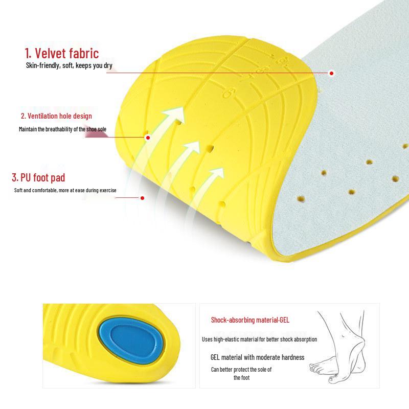 Unisex Soft Shock-Absorbing High Elasticity Sports Insoles for Basketball, Running, Training, and Casual Use