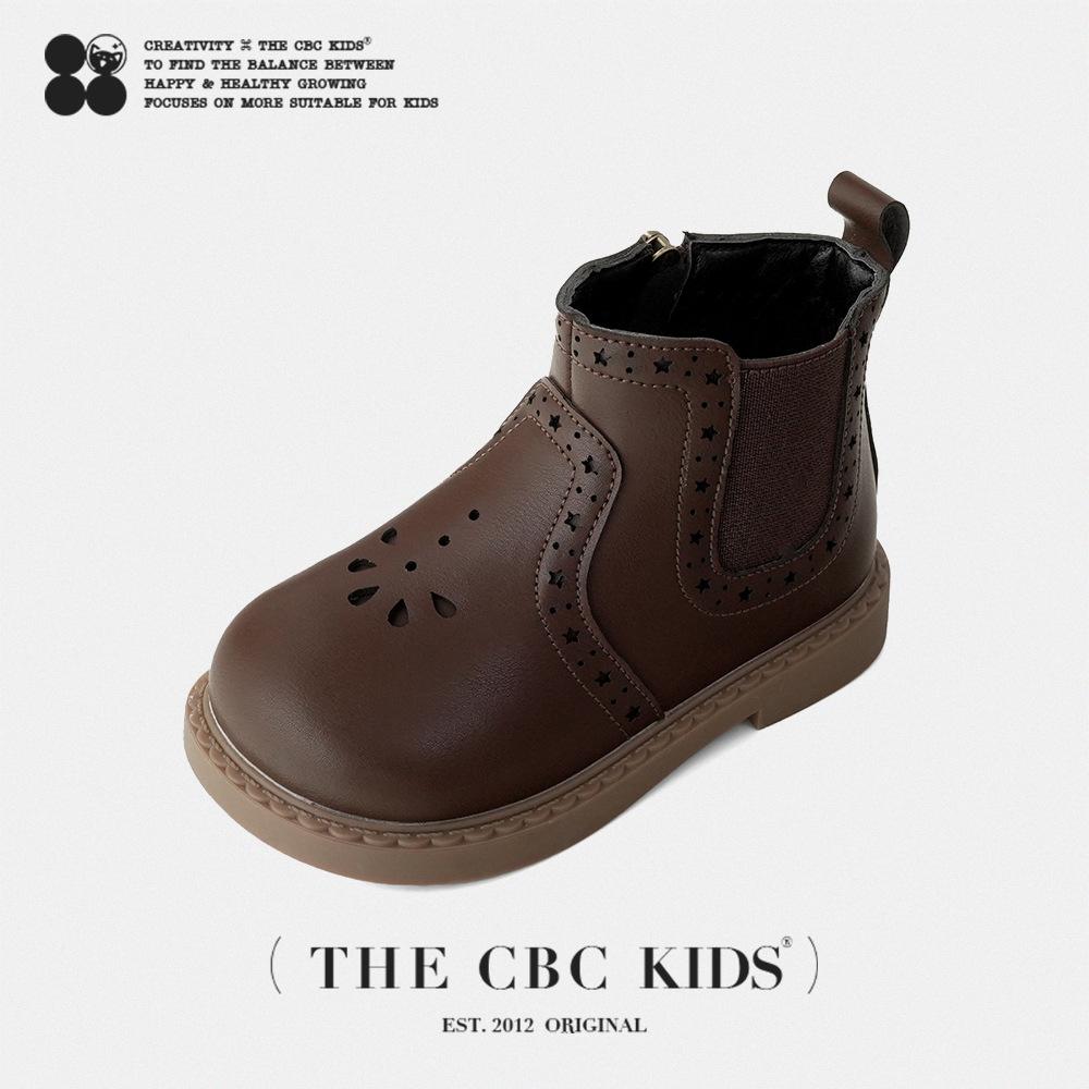 

XSHX [Защита от ветра] Детские кожаные ботинки 2025 Осень-Зима Новые Флисовые Ботинки Челси в Ретро Стиле для Мальчиков и Девочек 25