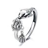 New Personality Creative Carp Lotus 925 Sterling Silver Jewelry Flower Fish Temperament Animal Opening Rings R339
