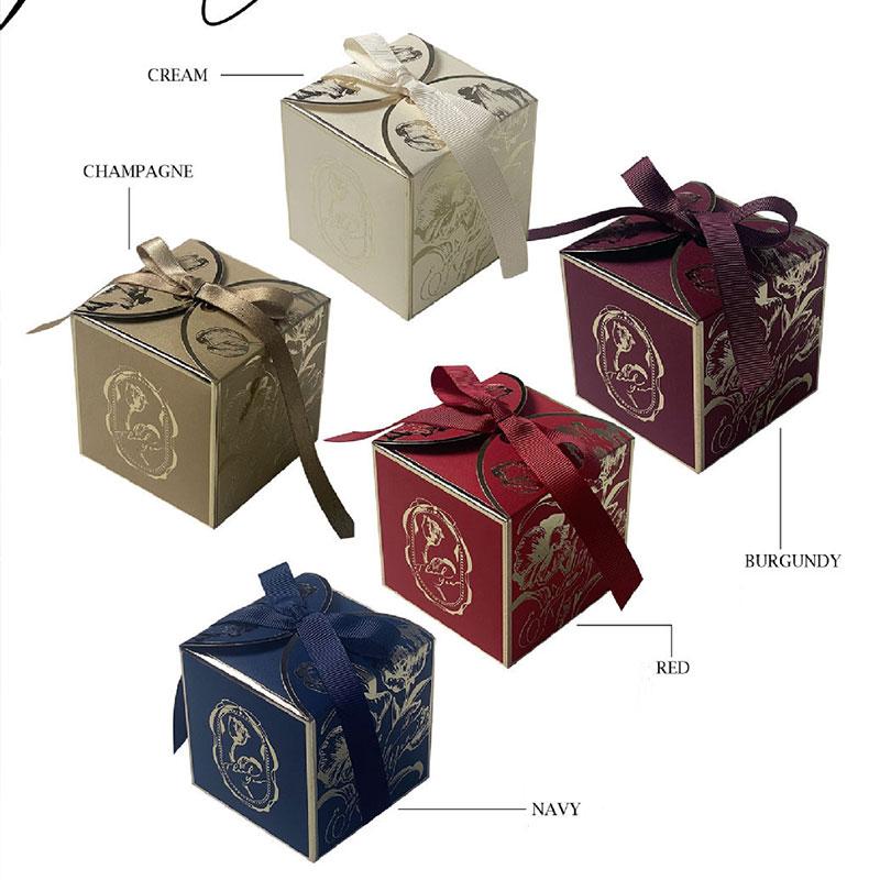 10-400 sztuk/partia Francuski Cukierek Pudełko Lekkie Luksusowe Złote Cukierki Kolor Szampański Ślub Cukierki Pudełko Ślubne Papierowe Pudełko Prezentowe