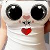 3D Big Eyes Tight Top for Women - Sweet Broadcast & Internet Celebrity Style