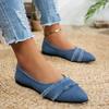 Stylish Pointed Flat Single Shoes, Fabric Versatile Slip-on Casual Women's Shoes