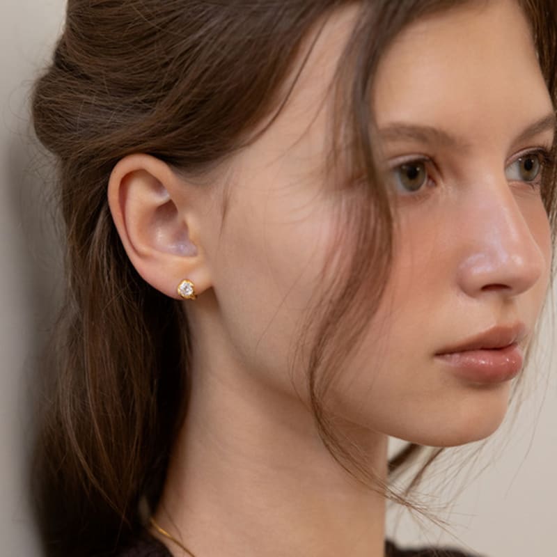 TATIANA (925 Silver) Circle Crystal Hoop Earrings EC3268