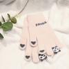 Autumn and winter five-finger gloves knitted student thickened cartoon panda cute warm