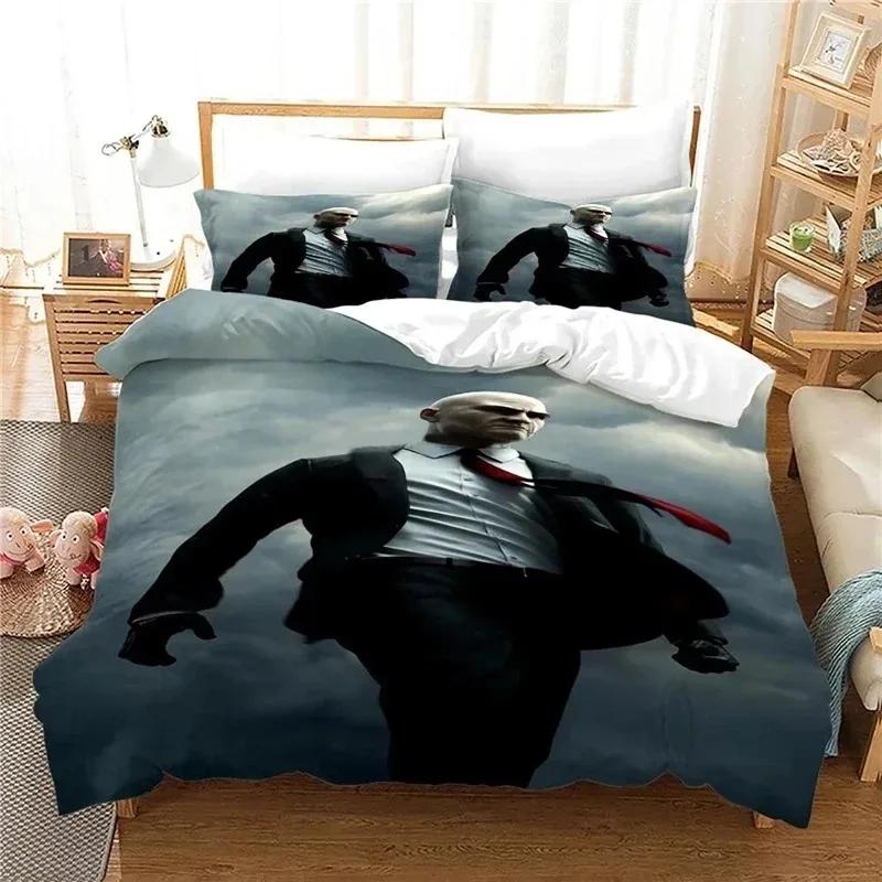 Game Hitman Kiler Beding Set Young Boys Young Girls Twin Quen Sized Dimensions Soft Duvet Cover Pilowcase Bed Children Kids Adult People Fashion Home