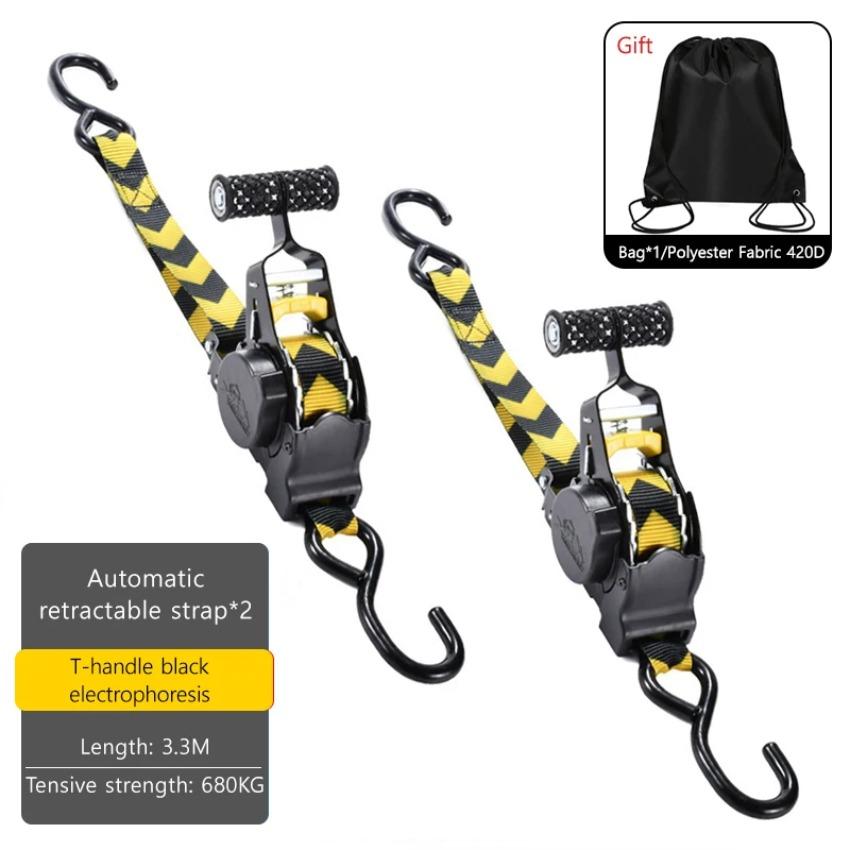 Automatic Retractable Ratchet Strap 1500LBS 330CM for Motorcycle Car Cargo Luggage ATV Trailer Quick Release Heavy Duty Straps