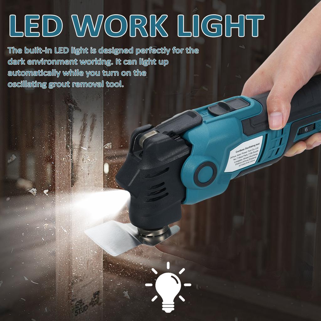 20V akumulátorový oscilační nástroj 6 nastavitelných otáček 19000 ot./min. bezkartáčový motor oscilační multifunkční nástroj