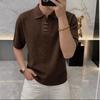 Herren Strick-Poloshirt mit kurzen Ärmeln Unifarbe Strukturierter Stoff Metallschließe Detail Umlegekragen Lässiges Sommeroberteil