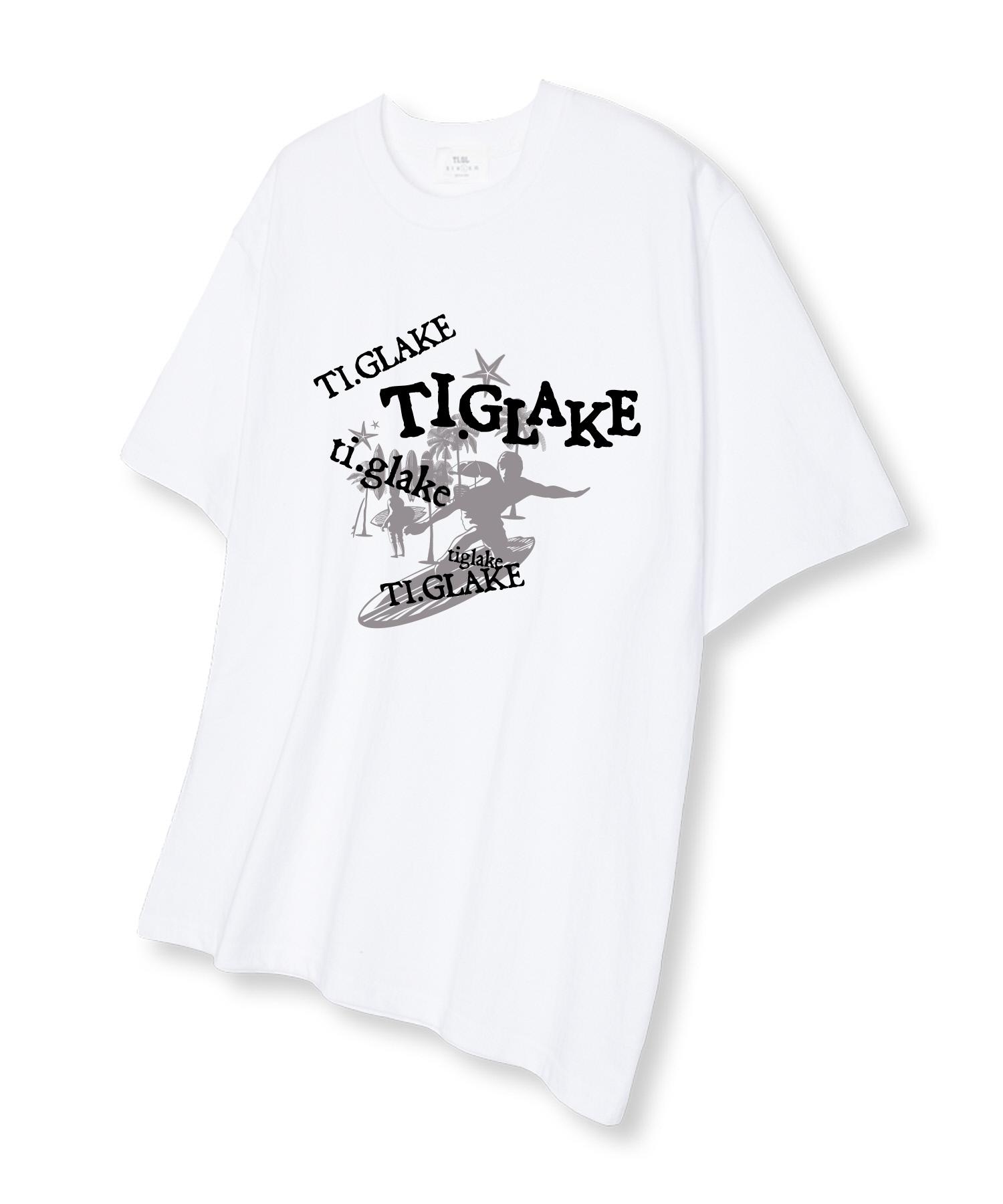 Tee Glake Palm Tree Surfing Oversized Short Sleeve T-Shirt White L
