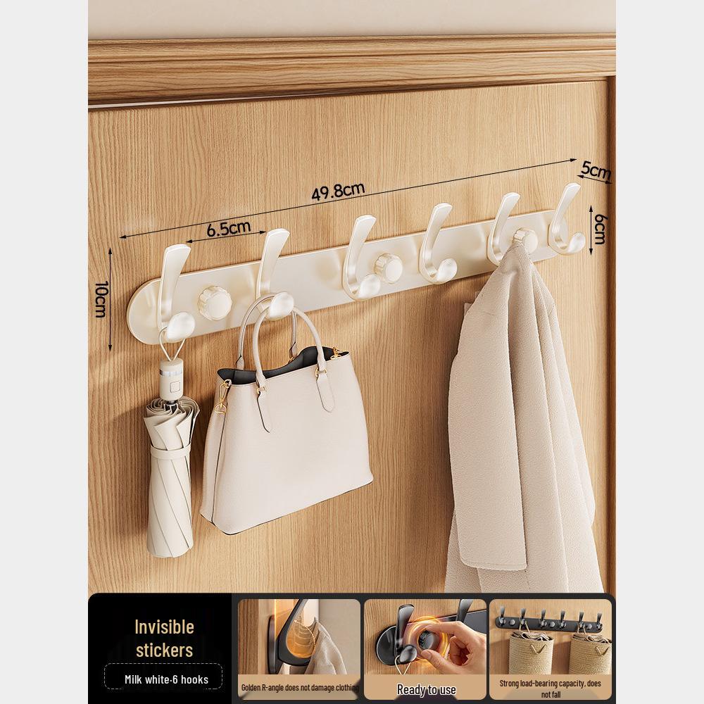 Wall-Mounted No-Drill Entryway Coat and Hat Rack with Hooks