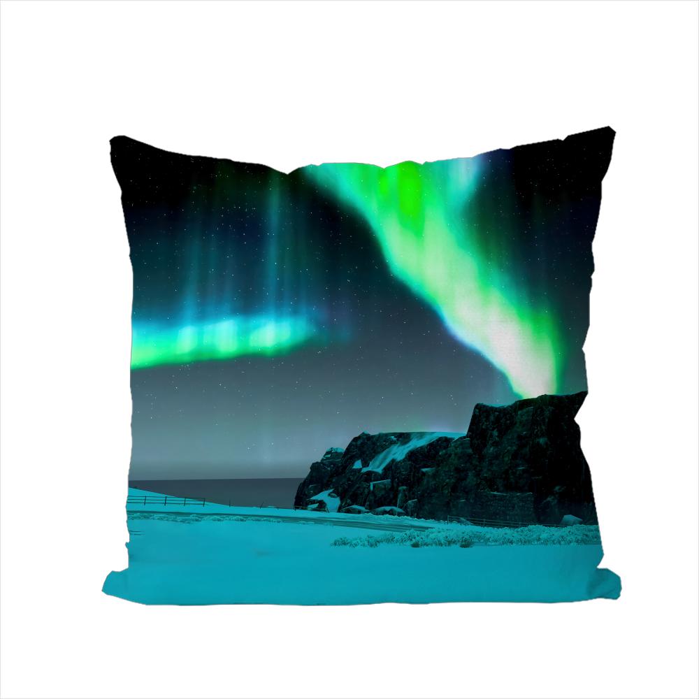 Polar Lights Pillow Case For Car Sofa Decorative Home Doublesided Print Plush Square Throw Pillow Cushion Cover