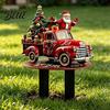 Santa Claus Yard Patio Christmas Stake Red Retro Decoration Garden Truck Decoration Xmas Tree Acrylic Lawn Ornament for Outdoor