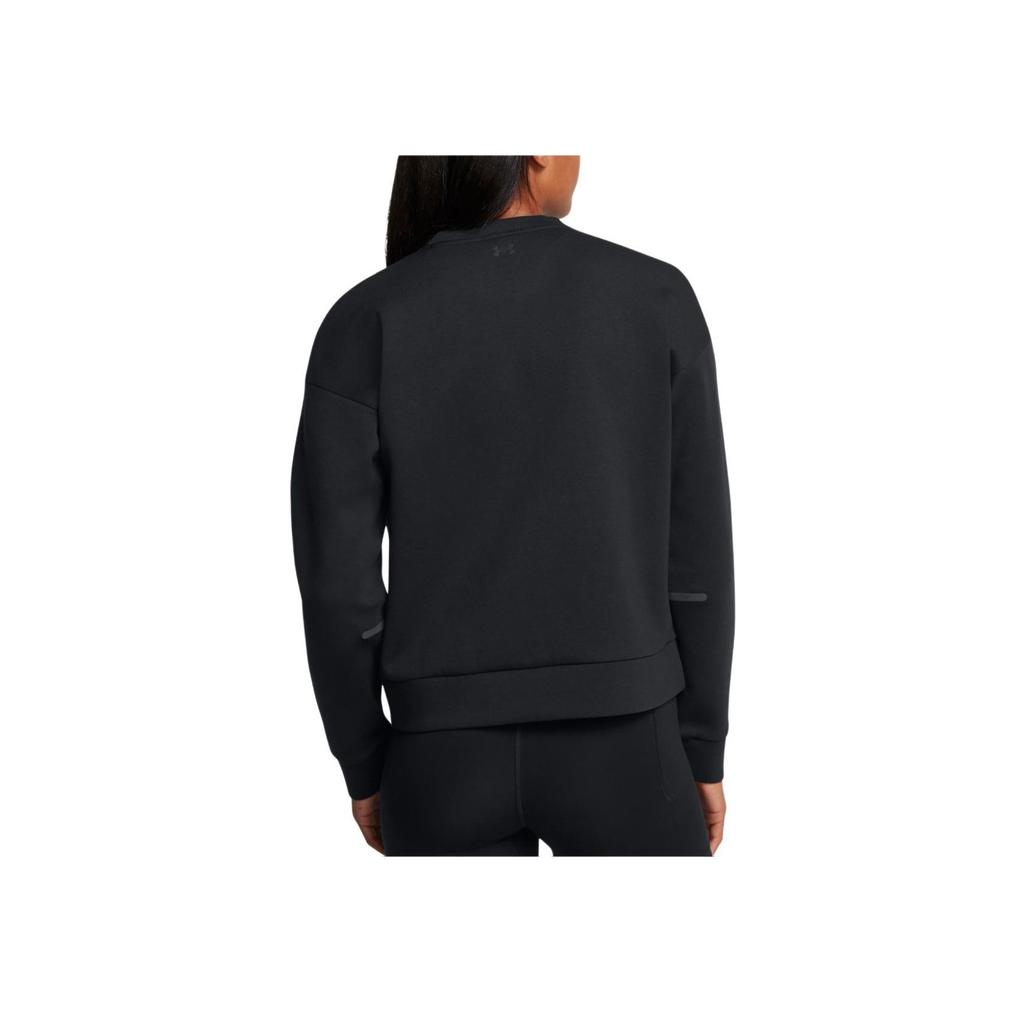 Under Armour Unstoppable Fleece Crew Fashion Loose Fit Round Neck Long Sleeve Sweatshirt Women sweatshirt Black 1387883-001