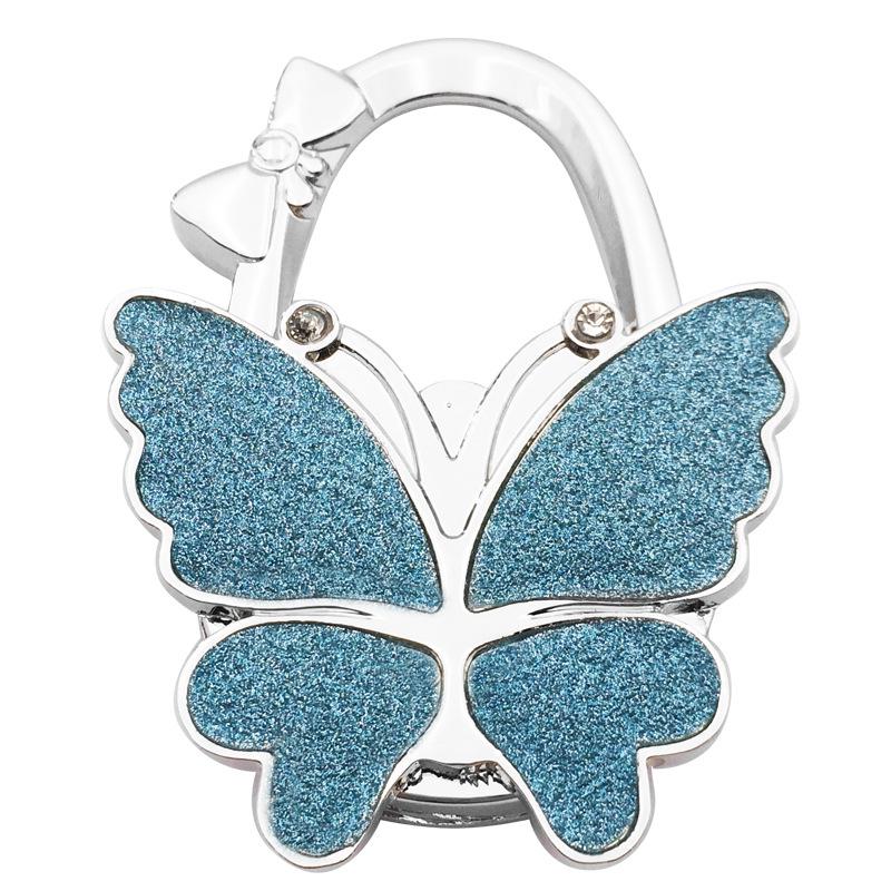 Large Matte Butterfly Hanging Bag Hook - Foldable Women's Bag Buckle & Portable Table Edge Hook for Luggage Accessories.