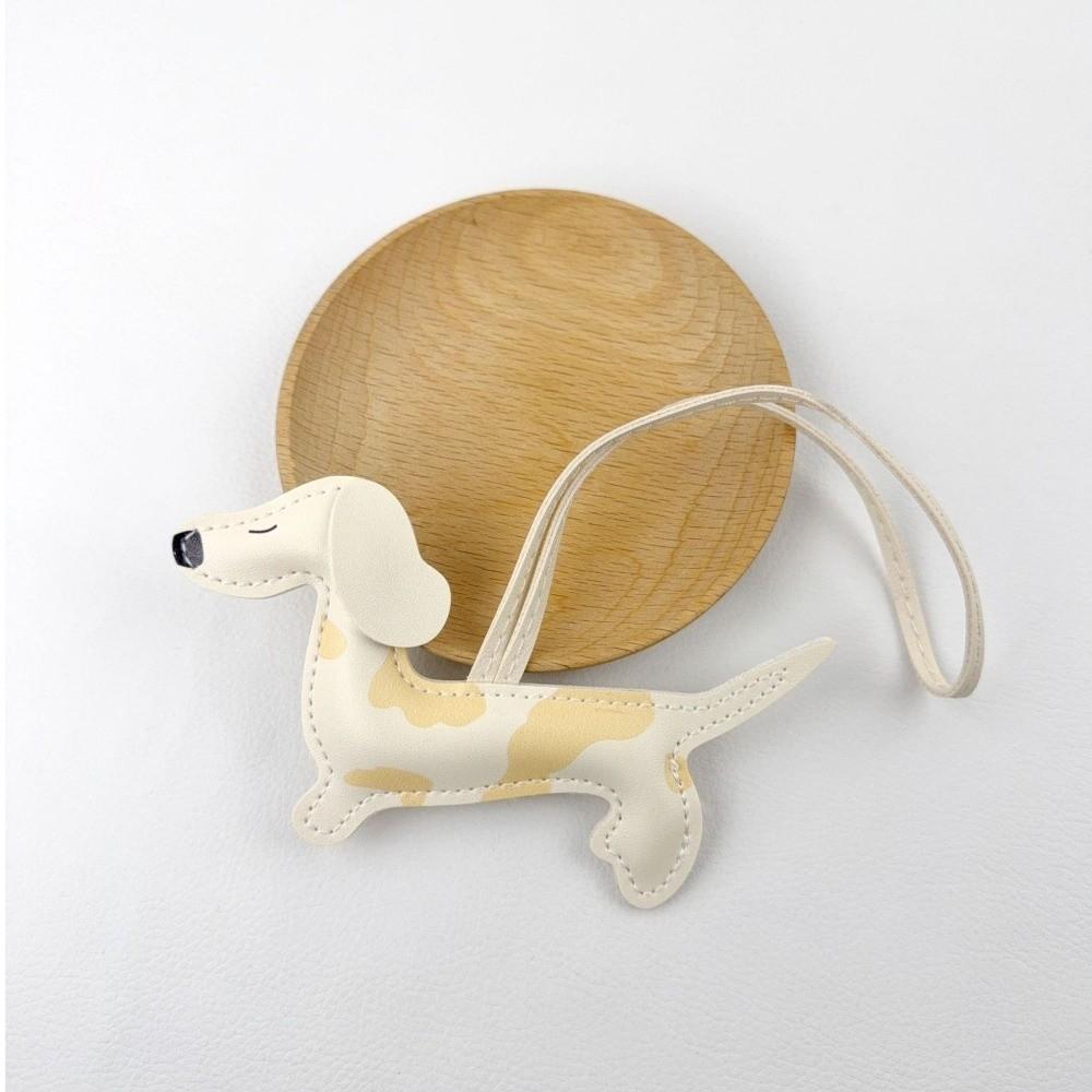 PU Klíčenka Dachshund Ručně vyrobený Zvířecí přívěsek na tašku DIY Štěně PU Kožený Kroužek na klíče Ozdoba na klíče