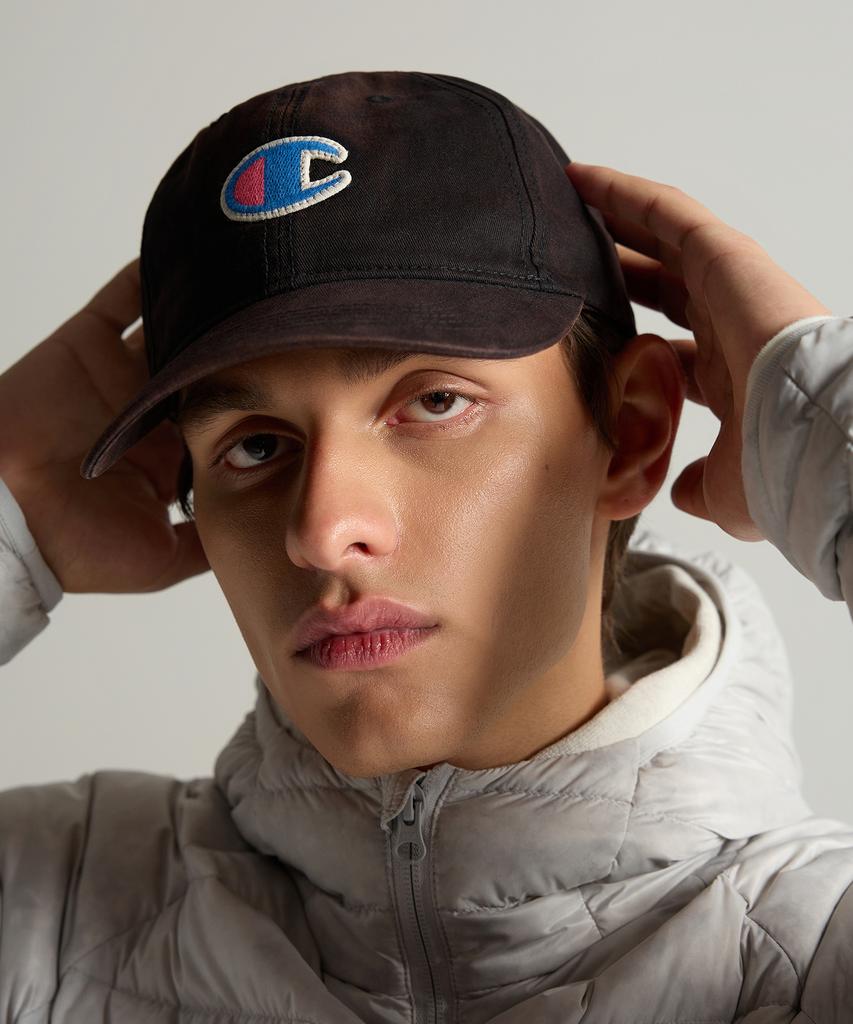 CHAMPION Big C Logo Washed Ball Cap Black