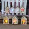 Elegant Led Light Wood House Ornament For Christmas Tree Hanging Decor