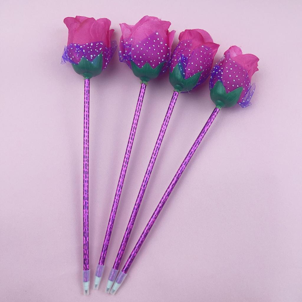 20 Stück Romantische Rose Kreativer Kugelschreiber Helle Bunte Blumen 0,5 mm Blaue Tinte Rückzieher Schule Bequemer Griff Lehrertag Valentinstag Geschenke