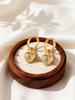 Stainless Steel Heart Lock Shaped Blue Turquoise Earrings for Women Gold Plated Noble Hoop Earrings Retro Jewelry Gift
