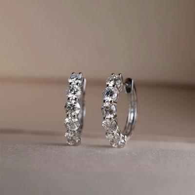E1188 S925 Rhodium Plated Sparkling Zircon Hoop Earrings Classic Trendy Style Elegant High-End Women's/Unisex