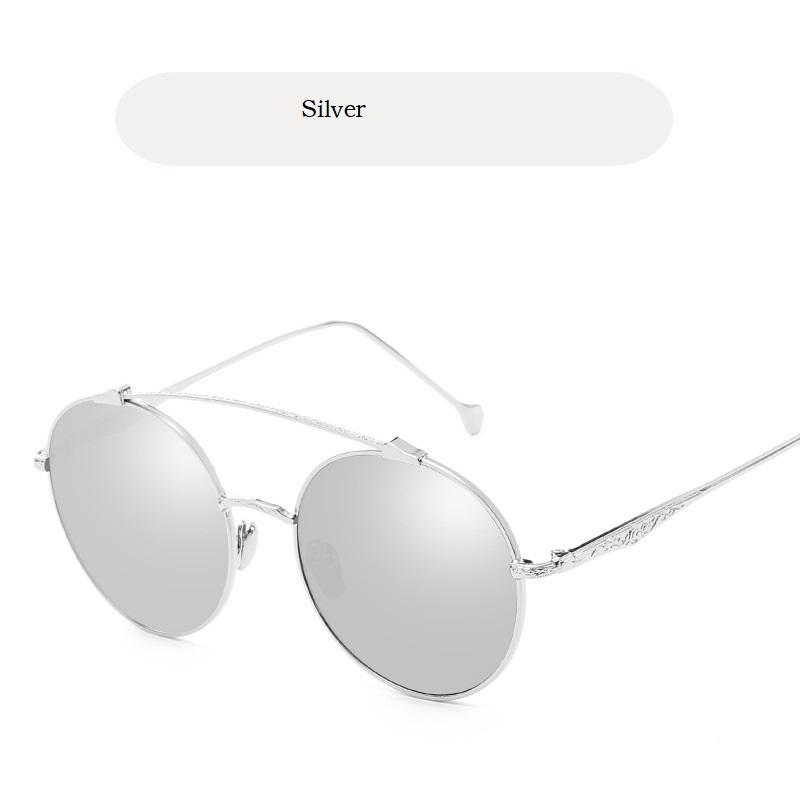 Retro Double Bridges Sunglasses  Men Luxury Brand Designer High Quality Metal Sun Glasses Fashion Women Round Glasses Uv400