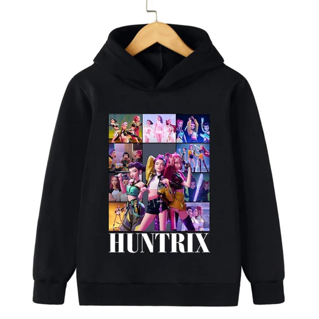 Höst KPop Demon Hunter Huntrix Tryck Barn Sweatshirt Casual Mode Flickmode Street Pullover Toppar Barnkläder