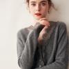 French Elegant V-Neck Cashmere Shirt Women's Fashion Lace Lace Cashmere Loose Large Size Knitted Cardigan Jacket