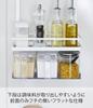 Yamazaki Range Hood Spice Rack, 3 Tiers, White, Approx. W27.5 x D14 x H57cm, Tower Series, Large Capacity Kitchen Rack with Silicone Mat, 4836