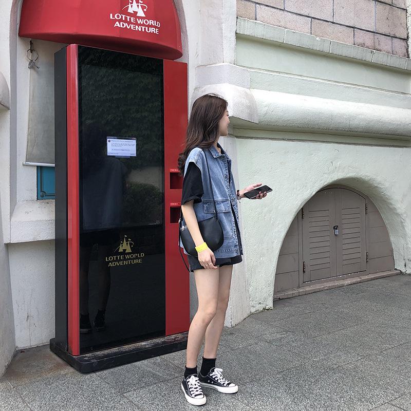 Vestă din denim pentru femei în stil coreean - Toamnă, croială slim, casual Harajuku, modă universală