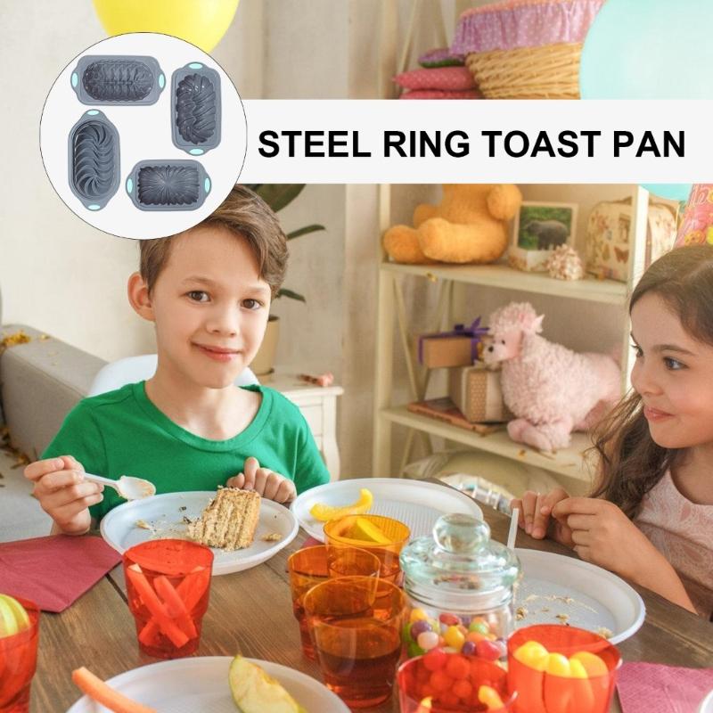 Pack of 4 Multifuntional Cake Baking Molds Baking Pans Stainless Steel Toast Plate Baking Molds Cake Pans for Baking