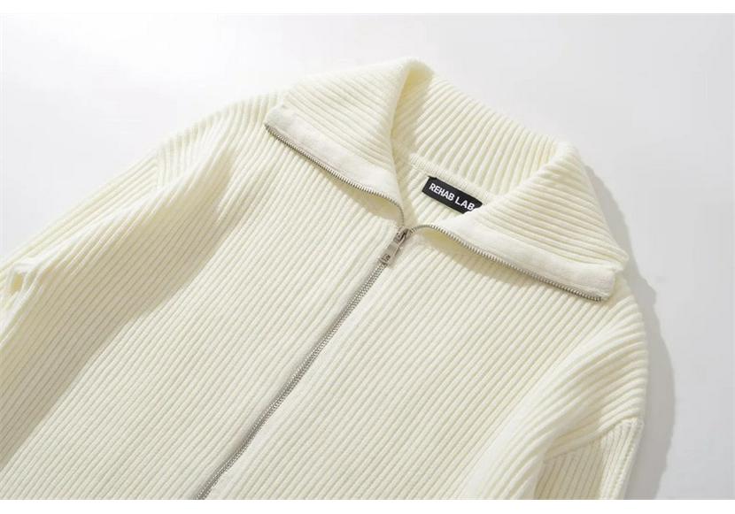 Chic Korean Double Zipper Lapel Sweater: Casual Autumn Loose Cardigan