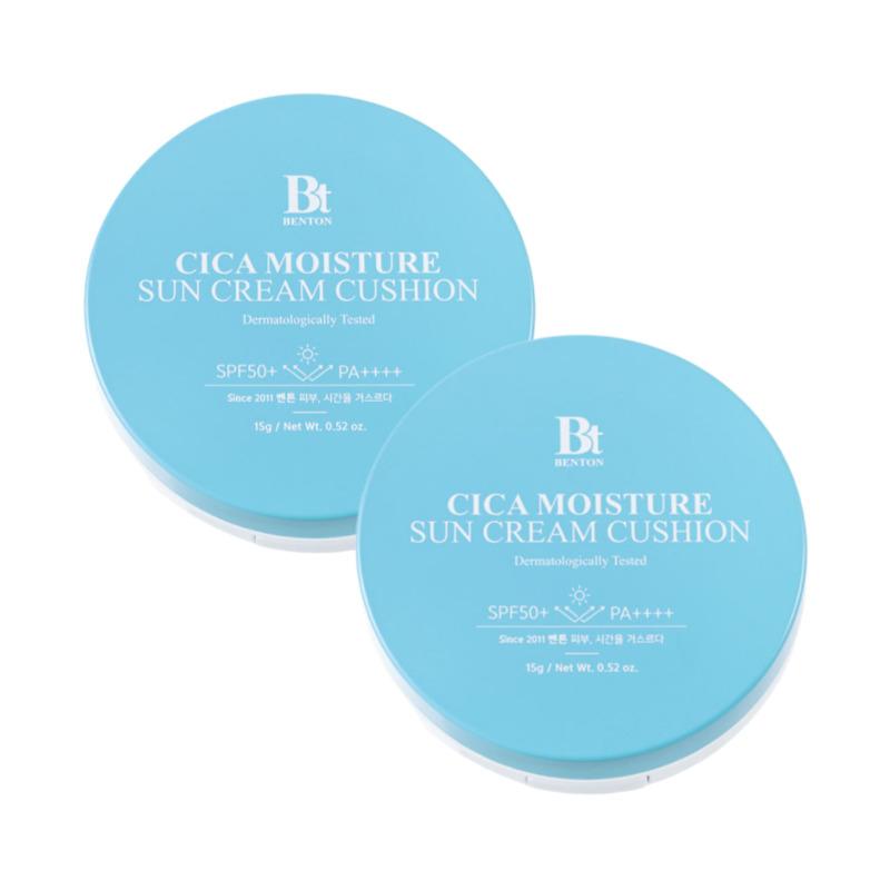 

BENTON Cica зволожуючий сонцезахисний кушон 15г SPF50+ PA++++ (Охолодження / Дружній до гольфу / Без основи / Легко прати) – Набір з 2 шт.