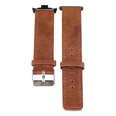 PU Leder Uhrenarmband für Mi Band 8 Pro Vintage Flachkopf Verstellbares Ersatz-Uhrenarmband
