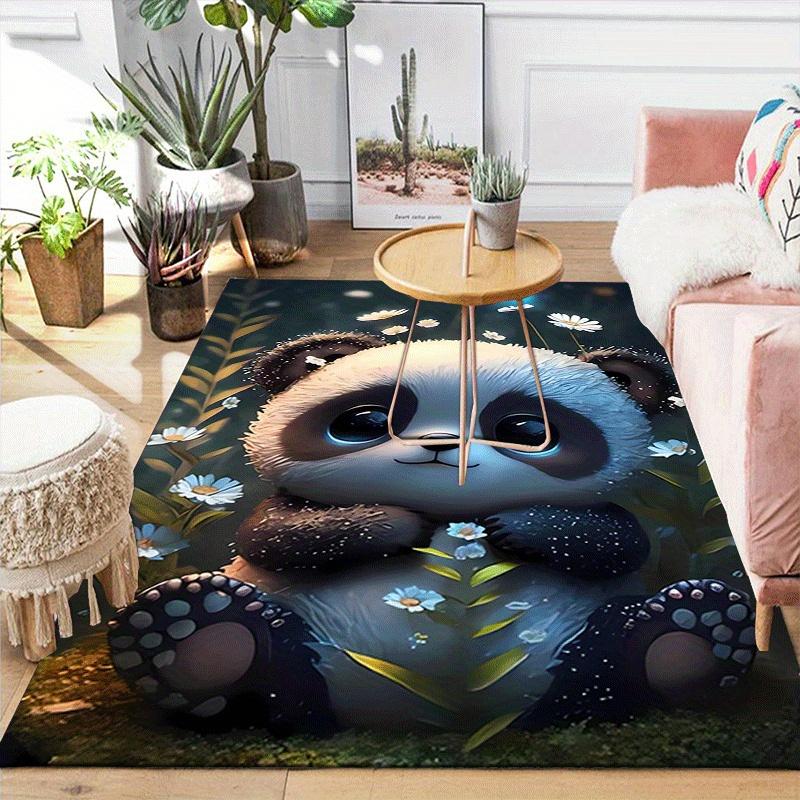 1pc Flowers and pandas Design Area Rug - Soft, Anti-Slip, and Durable Gaming Room Decor for Bedroom