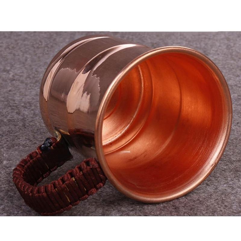 Braided Handle Copper Mug for Beer Milk and Juices with Comfortable Grip Drinking Cup Kitchen Essential