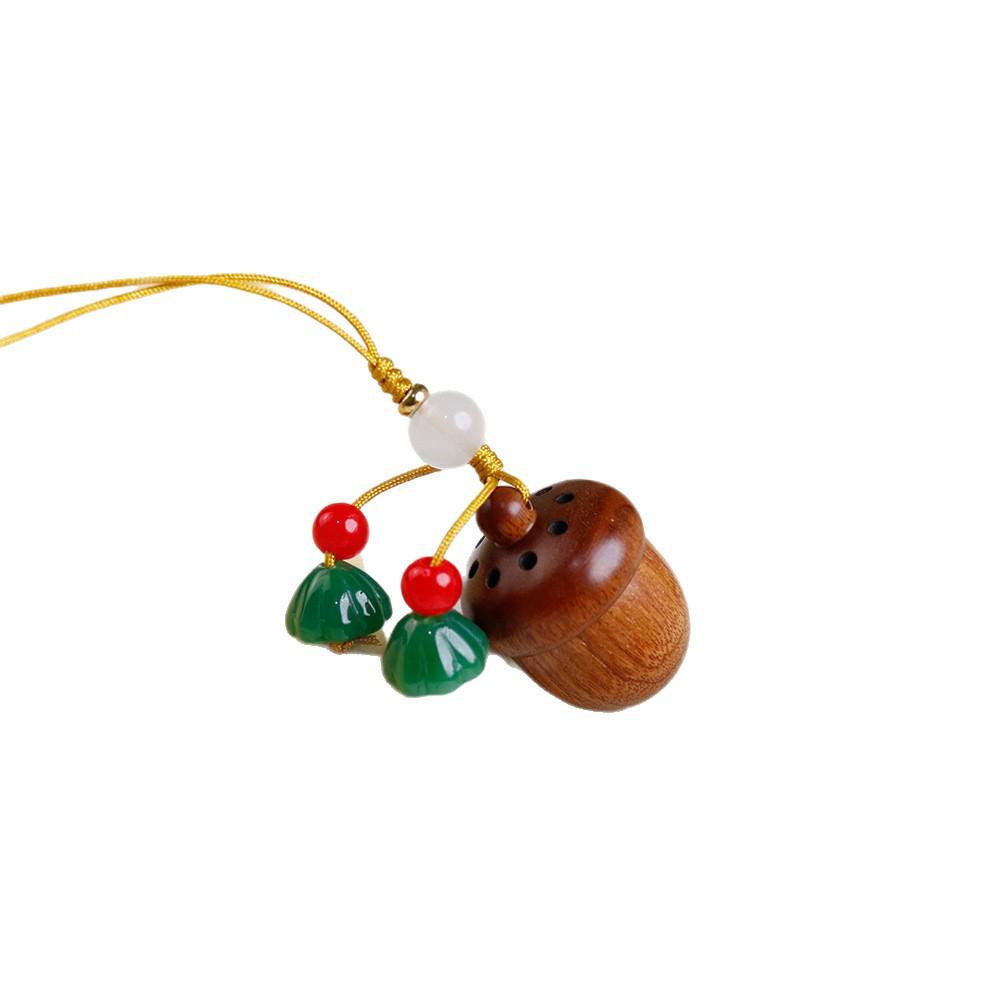 Aromatherapy Wooden Acorn Solid Perfume Balls with Glass Lotus Pod