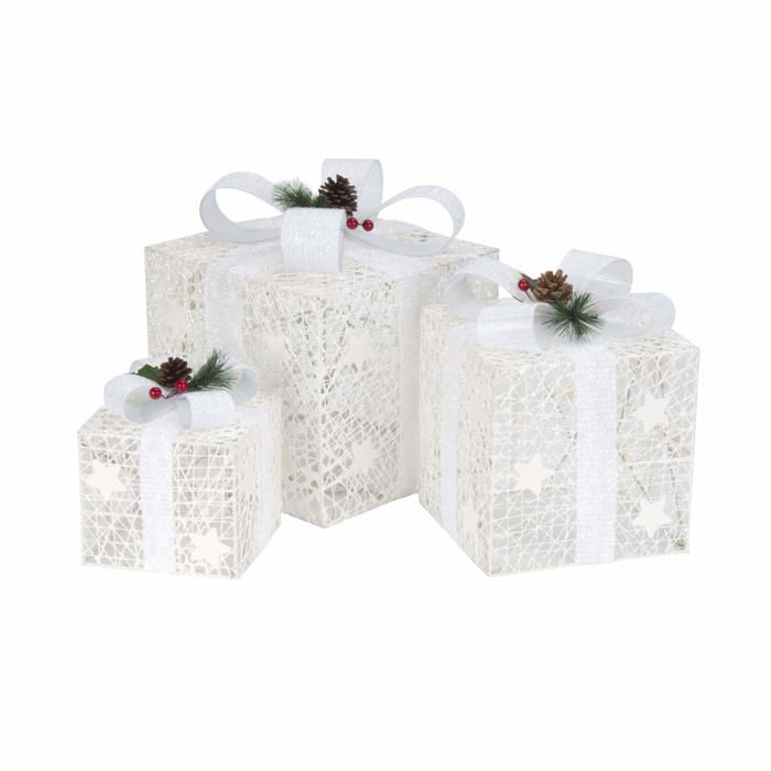 Coffret de décoration - gigalumi - kit lumineux de noël - 3 boîtes cadeaux - 48 led - ip44 extérieur