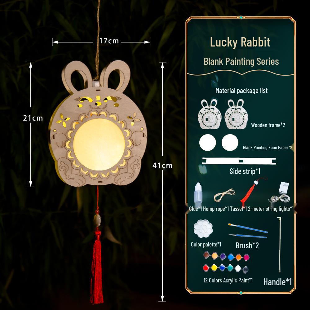 2025 Mid-Autumn Festival DIY Children's Paper Lantern Set - Handcrafted Luminous Xuan Paper Lanterns with Floral and Rabbit Palace Designs