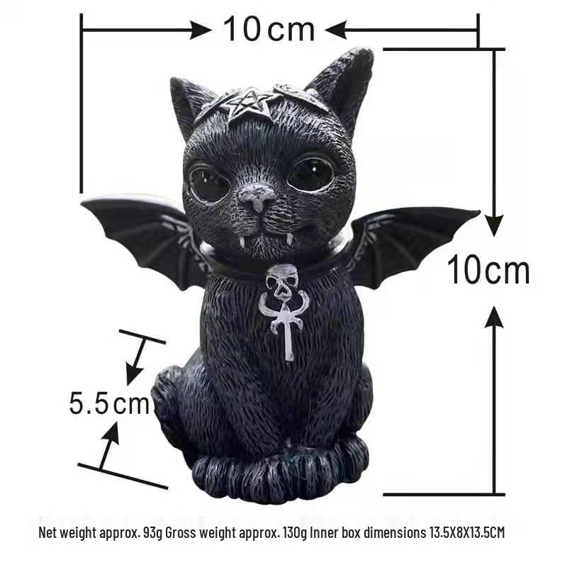 Halloween Magic Kitten Resin Ornaments: Animal Sculptures for Tabletop Decorations