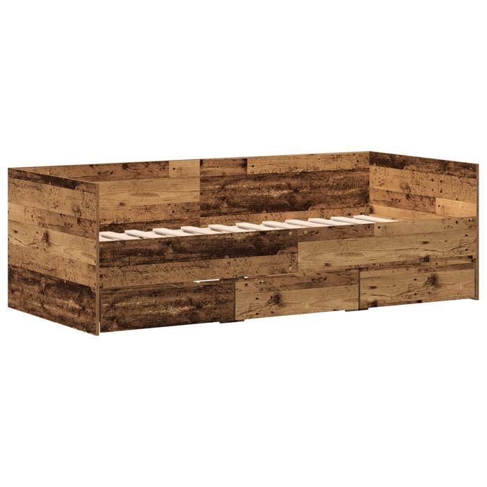 VidaXL Lit de repos Bois vieilli Bois d'ingénierie 90 x 190 cm Solide 3333996
