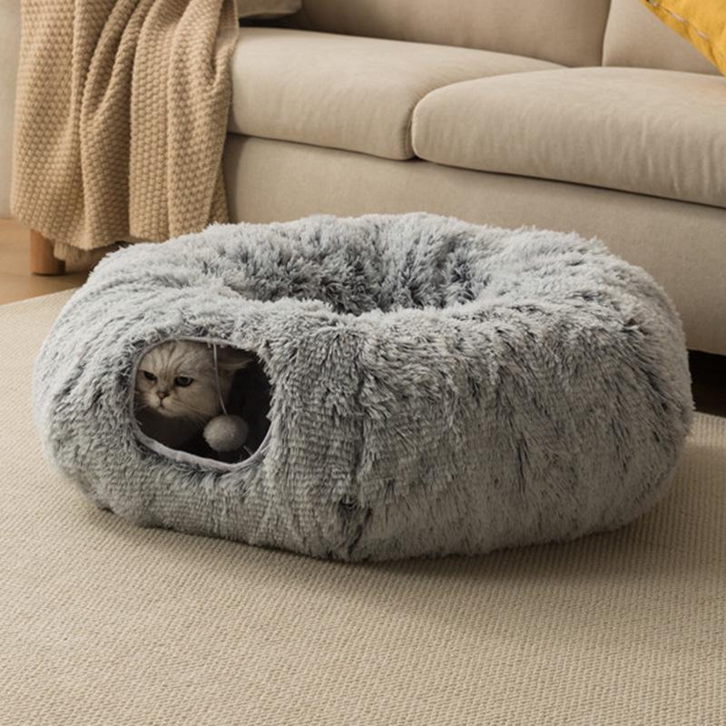Cama Toca Aconchegante de Pelúcia para Gatos para Todas as Estações - Removível, Espessa e Lavável
